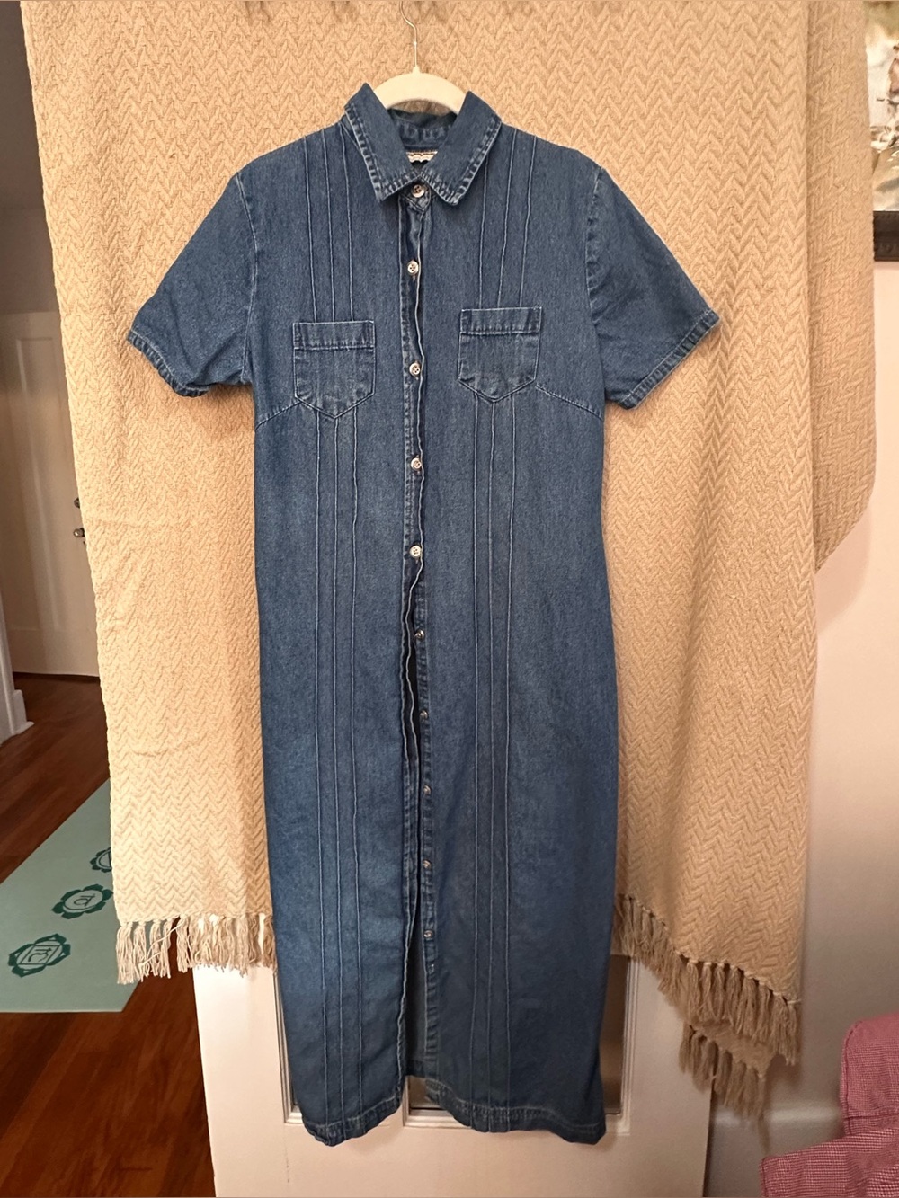 Expressions Denim Midi Shirt Dress in Blue